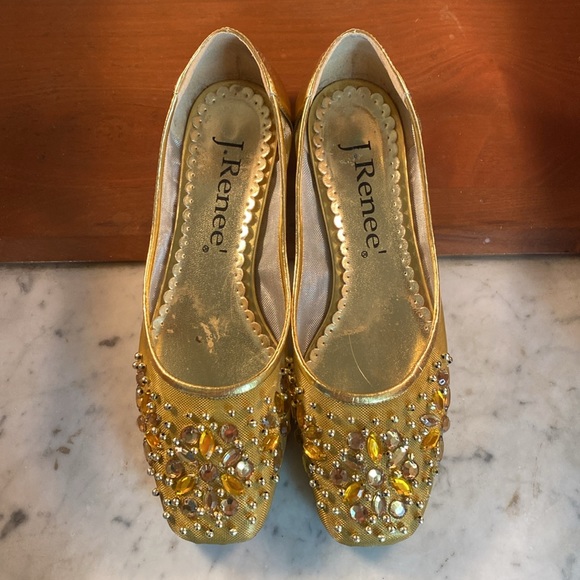J. RENEE! Gold Beaded Flats Size 6 - Picture 3 of 8